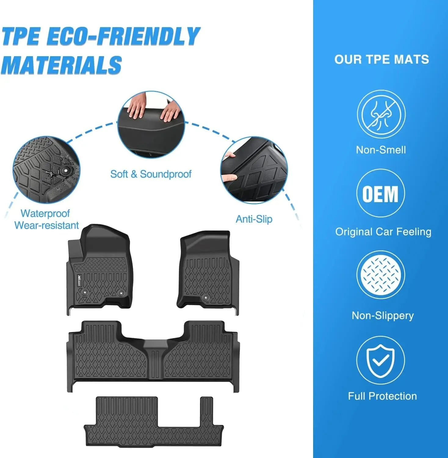 2021-2025 Chevrolet Tahoe/GMC Yukon/Cadillac Escalade 2nd Row Bench Seat TPE Floor Mats