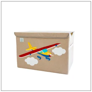 A Nice House - Awesome Airplane Appliquéd, Collapsible Toy Box and Storage Box