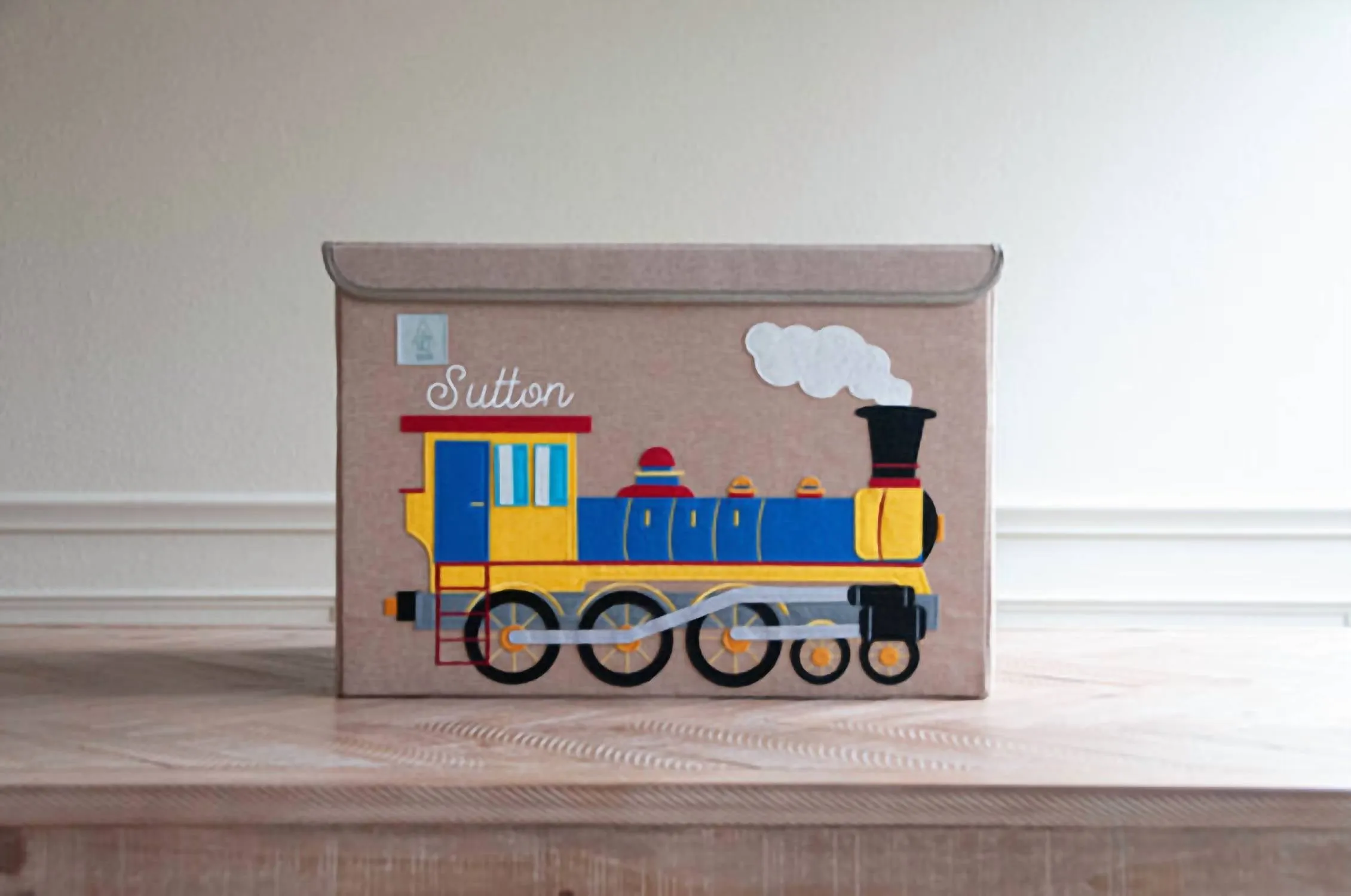 A Nice House - The Choo-choo (train Box) Appliquéd, Collapsible Toy Box And Storage Box