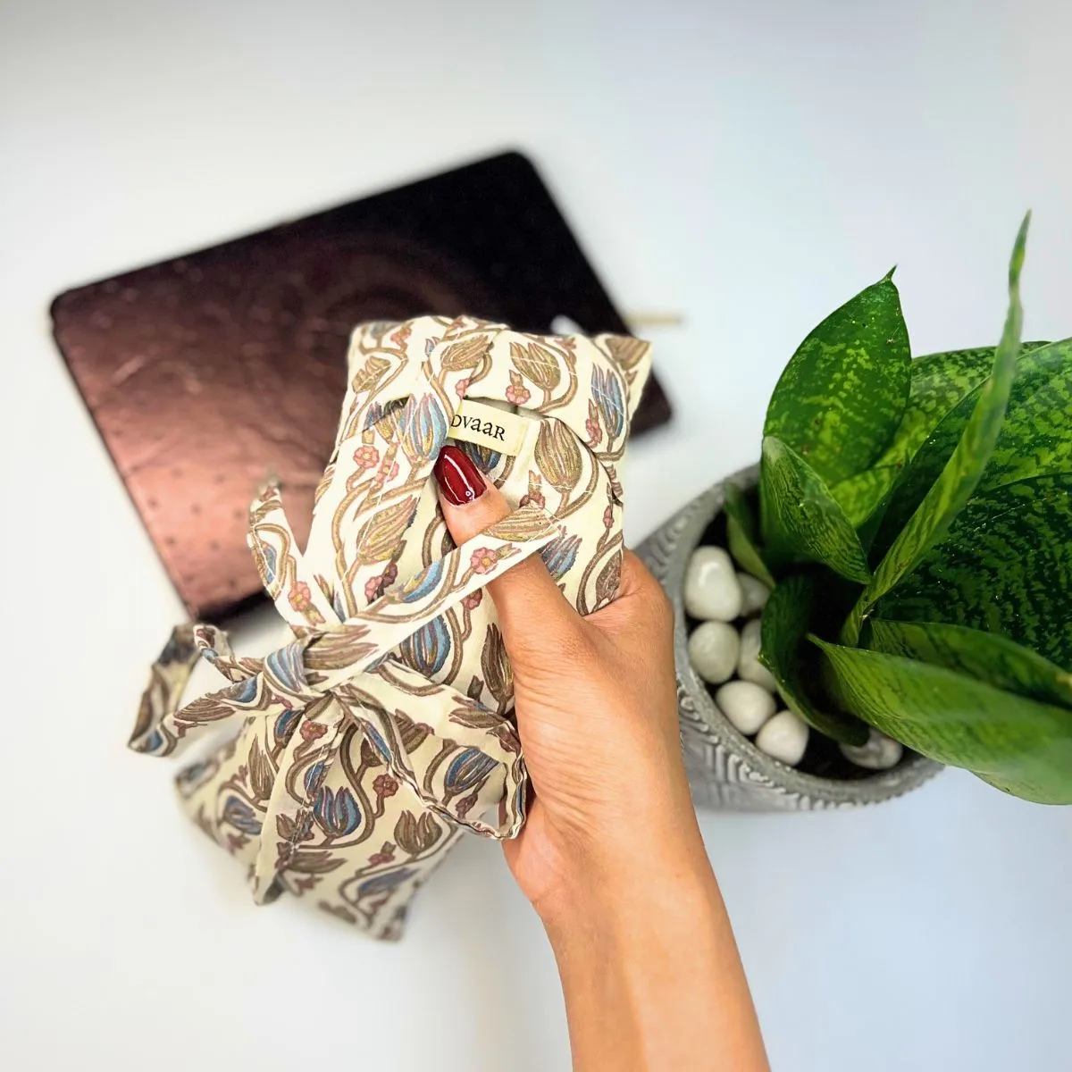 Eye Pillow | For Relaxation And Detox | Filled With Buckwheat Hull | Printed Beige