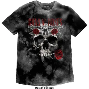 Guns 'n' Roses "Flower Skull" Grey Dip Dye T shirt