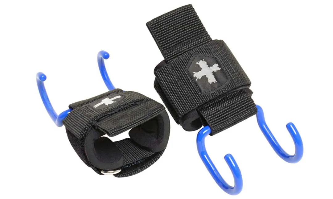 Optimized Title: Harbinger Heavy-Duty Lifting Hooks - Black/Blue Grip for Enhanced Weightlifting Support