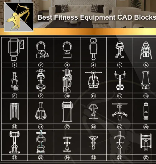 ★Interior Design CAD Blocks -Fitness Equipment,Treadmills,Exercise Bikes,Home Gyms,Exercise Machine Accessories