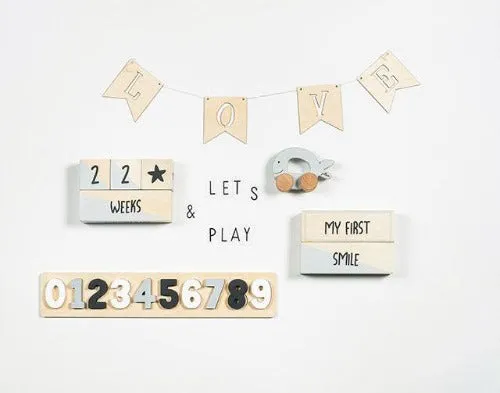 Jollein Milestone Blocks White Grey