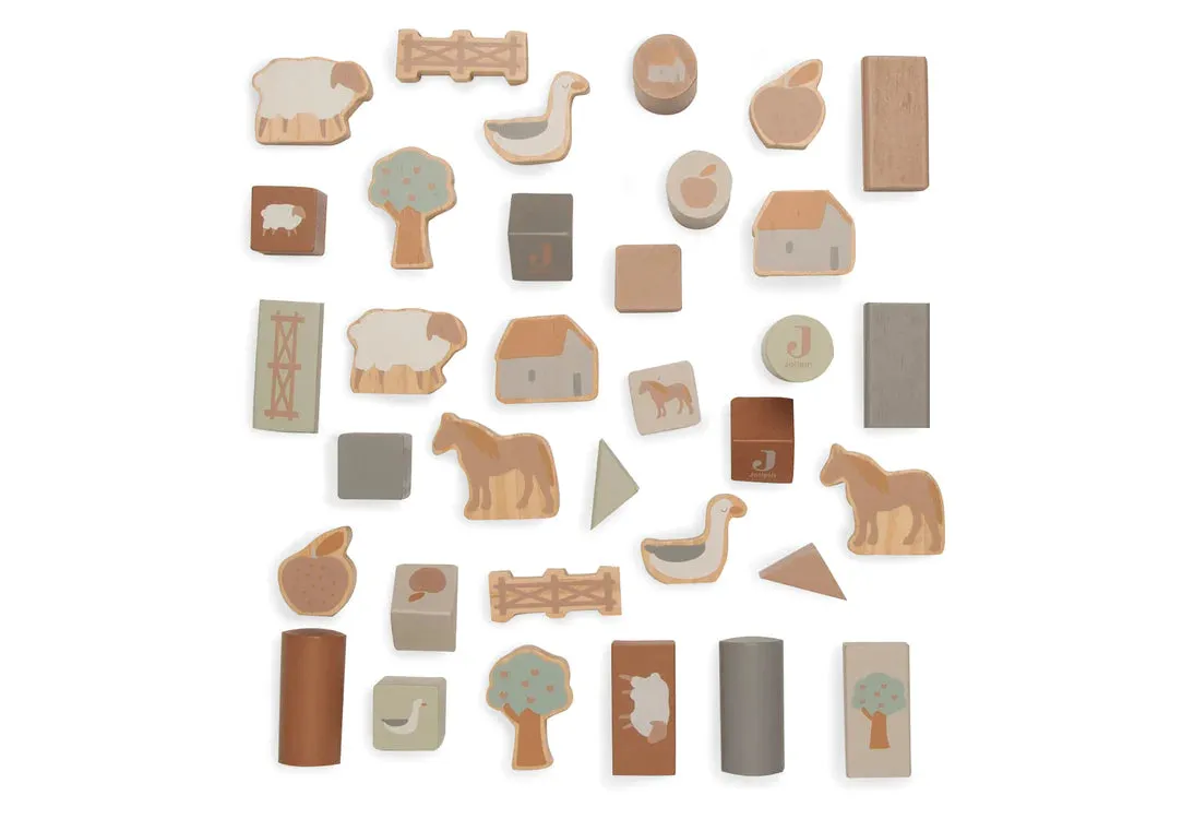 Jollein Wooden Blocks Set Farm