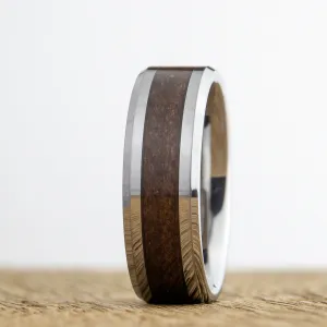 "The Woodland" Tungsten ring with walnut inlay